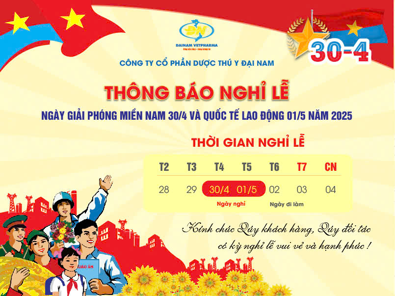 Thông báo nghỉ lễ 30/4 và 1/5/2025
